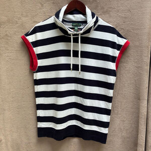 Lauren Jeans Co. Cowl Neck/Crop Sleeve Size M Nautical Coastal Summer Timeless